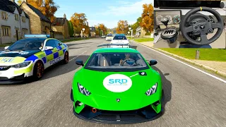 Lamborghini  stolen Police chase forza horizon 4 Steering wheel gameplay