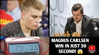 Magnus Carlsen arrive 2:30 sec late in 3 min game😎 ||vladislav kovalev vs magnus Carlsen 😱