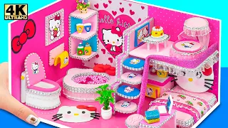 DIY Miniature Cardboard House ❤️ DIY Miniature Cutest Hello Kitty Pink Bedroom, Bathroom for Pet