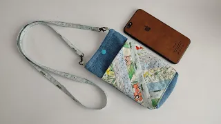 DIY Cellphone Bag from Scrap and Upcycled Fabrics | How to make Cellphone Pouch | #diy #handmade