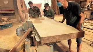 Ingenious Woodworking Workers Techniques & Skills // Extremely Giant Table 150x180cm From Monolithic