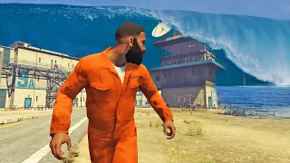 قراند 5 : الهروب من السجن في كارثة تسونامي | GTA V Prison Break in a Tsunami