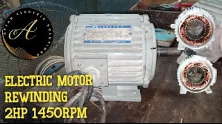 how to rewind 3 phase electric motor| 2hp 1450rpm#youtube #electric  #rewinding #subscribe