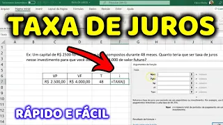 Como calcular a TAXA DE JUROS ao mês no EXCEL! Rápido e Fácil