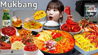 Sub)Real Mukbang- 15 Foods Korean Home Meal 🍱 Chicken, Beef Stew, Egg Roll 🍗 ASMR KOREAN FOOD