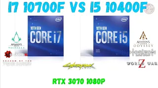 Intel Core i7 10700/10700F vs Core i5 10400/10400F Gaming benchmark 1080p RTX 3070