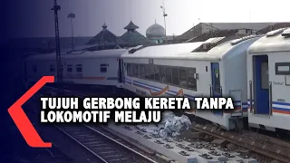 Tujuh Gerbong Kereta Api Tanpa Lokomotif Melaju Kencang