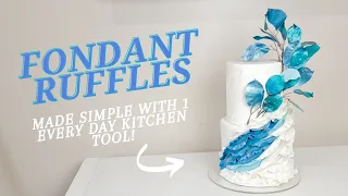 Modern Fondant Ruffles Made With 1 Every Day Kitchen Tool!! | Cake Decorating Tutorial| Torn Fondant