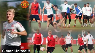 Insane Hojlund training today🔥, as Bruno, Rashford, Evans, Maguire, Casemiro prepare for Brighton.