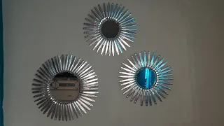 Diy sunburst mirror using spoon handles and cardboard...