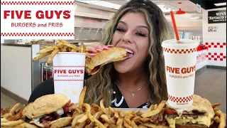 5 Guys Burger And Fries Mukbang🍔