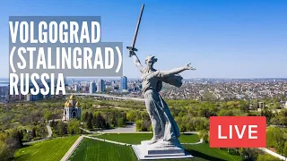 Volgograd (STALINGRAD), Russia. The Motherland Calls. Volga Embankment. LIVE