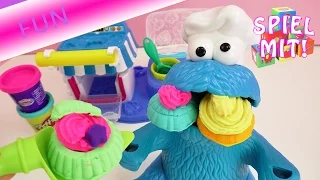 Play doh Krümelmonster übertreibt wieder und kriegt Bauchschmerzen | Kekse | Spiel mit mir | Deutsch