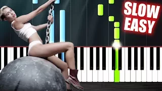 Miley Cyrus - Wrecking Ball - SLOW EASY Piano Tutorial by PlutaX