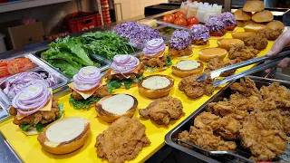 Thick chicken thigh patties? Amazing thickness! handmade Chicken Burger / Korean street food