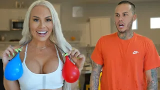 I GOT BIGGER BALLOONS PRANK ON DEREK 😂