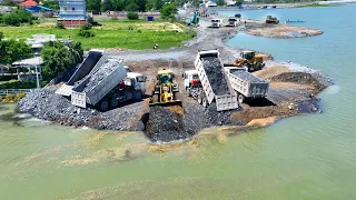 Part 220, Impressive Continues Transport Stone to Middle of a Lake ,WL SDLG & Truck Spreading Stone