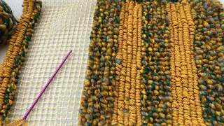 TIĞ İĞNE İLE HALI KAYDIRMAZ ÜZERİNE PASPAS YAPIMI/Making mats-rugs with crochet needle technique