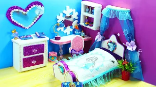 DIY Miniature  Frozen Dollhouse Bedroom for Disney's Elsa - How to Make Miniature Room for Elsa