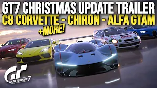 GT7 DECEMBER Christmas 1.27 Update Trailer Confirms - C8 Corvette, Chiron, Alfa GTAm and More!
