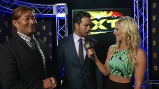 Kenta speaks to Renee Young after arriving at NXT