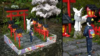 How To Make a Cherry Blossom and Lanterns Diorama 【Polymer Clay / DIY / Miniature】/ 桜と灯籠のジオラマ