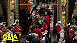 Royal family walks behind Queen Elizabeth II's coffin at funeral l GMA