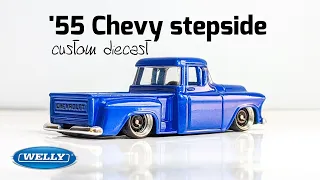 Diecast Custom 55 Chevy Stepside Low by Welly