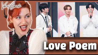 Vocal Coach Reaction - LOVE POEM - Seungmin from STRAY KIDS, Jongho from ATEEZ & Eunkwang from BTOB