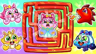 Escape Giant Inflatable Maze😂Inside The Magic Cube🚓🚌🚗🚑+More Nursery Rhymes by AnimalCars