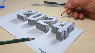 2024 3D drawing on paper . Step-by-Step for Beginners