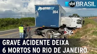 Acidente entre carro e caminhão deixa 6 mortos na Baixada Fluminense | SBT Brasil (18/03/23)