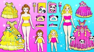 [🐾paper Diy🐾] Pink Vs Yellow Mother and Daughter Babybus Dress Up | Rapunzel Compilation 놀이 종이