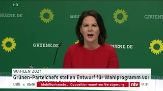 LIVE: Baerbock und Habeck stellen das Wahlprogramm der Grünen vor