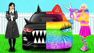 Coche Arcoiris vs Coche Negro Desafío por Fun Fun Challenge