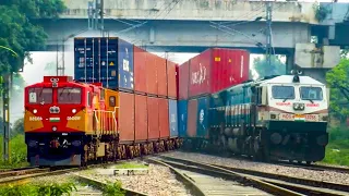 HEAVY HAUL: Monsterous Double Stack Container Trains | Tallest Freight Trains India. Indian Railways
