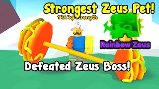 I Defeated Zeus Boss And Got The Strongest Zeus Pet! - Arm Wrestle Simulator Roblox