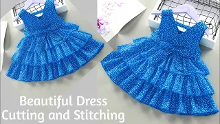 Beautiful 3 Layer Baby Frock Cutting and Stitching | Ruffle Baby Frock DIY | Neha Khan tutorial