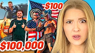Americans React To SIDEMEN $100 VS $100,000 ROAD TRIP (USA EDITION)