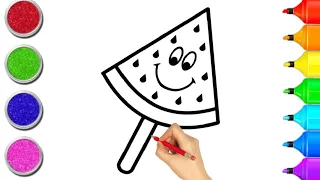 How To Draw Watermelon Slice|| Watermelon Drawing Easy With Colour|| Steps To Draw a watermelon