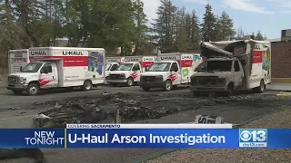 Gas siphoning suspected in fire that burned 8 U-Haul trucks