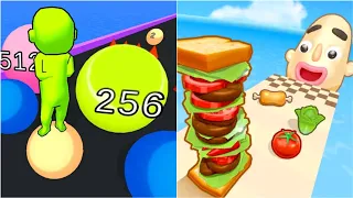 Run 2048 vs Sandwich Runner - Max Level Gameplay Android iOS