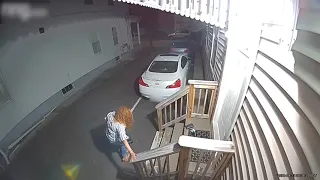 Woman Trips Over Stair And Falls After Banging Her Head Into Door - 1191566