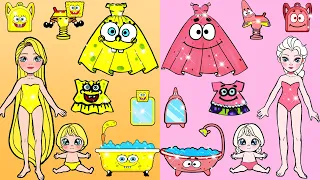 Paper Dolls Dress Up - Mother & Daughter Spongebob Dresses| Playground Papercraft - Dolls Beauty#164