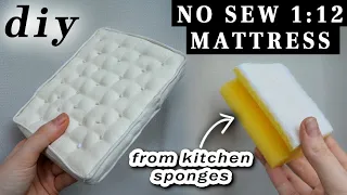 1:12 Scale Dollhouse Mattress from kitchen sponges (NO SEW TUTORIAL)