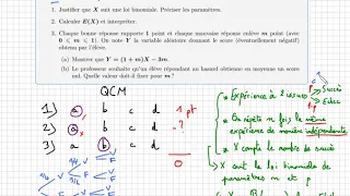 Loi binomiale et espérance • répondre au hasard à un QCM • première S ES STI