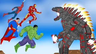 Green Mechagodzilla vs Team Spiderman , Hulk , Captain America : King of the Monsters | Superhero