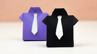 How to make paper shirt gift box | Shirt with tie gift box | Origami shirt gift bag | DIY