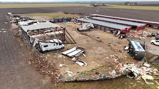 3-21-2022 Granger, Tx tornado damage from drone  homes and businesses destroyed