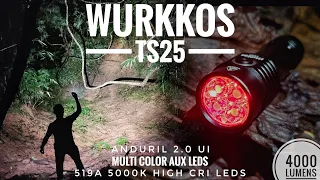 Wurkkos TS25 4000lm EDC 21700 Flashlight Quad TIR Optic With Multi Color Aux LEDs & Comparison